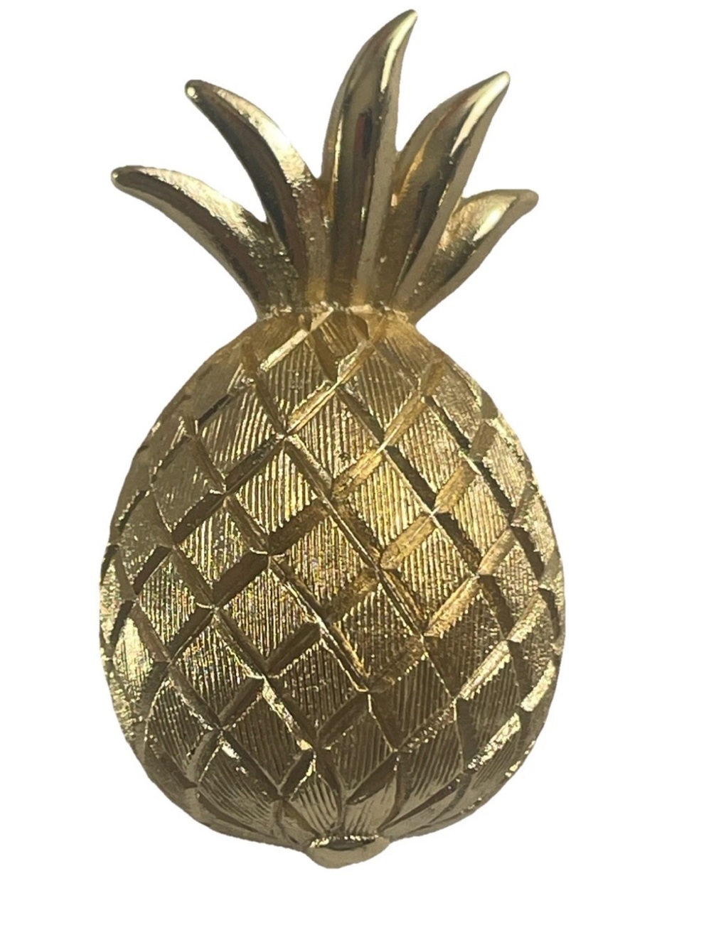 Signed Crown Trifari Vintage Small Pineapple Gold Tone Brooch Pin